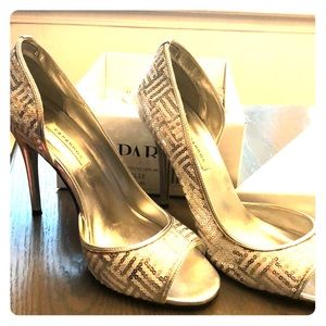 Dress Shoes- Heels- White/Silver sequins- Size 9.5